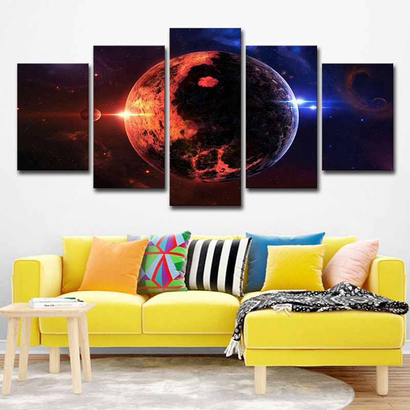 Space Planet Canvas Wall Art Science Fiction Multi-Piece Wall Decor for Kids Bedroom