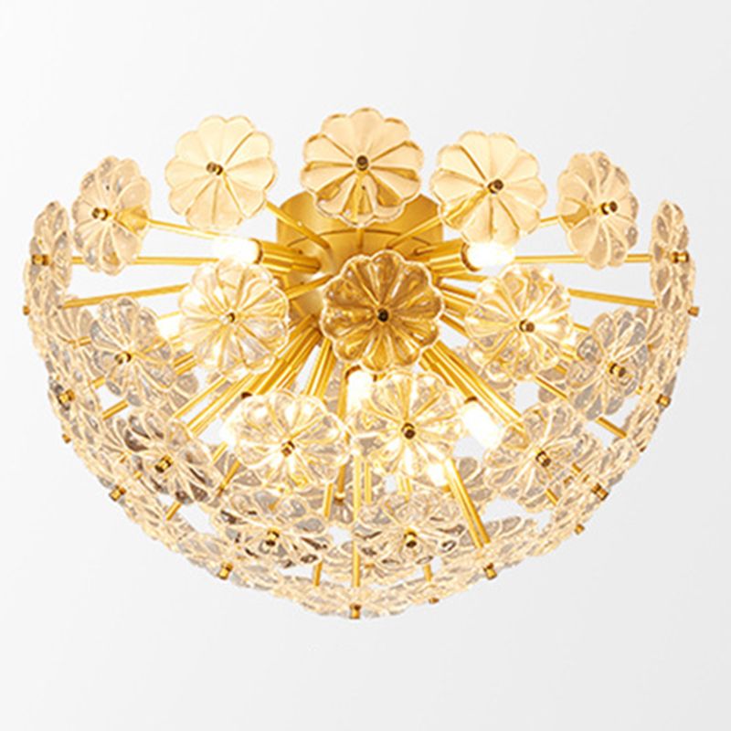 4/8/12-Light Modernism Golden Flush Mount Lighting LED Crystal Ceiling Light