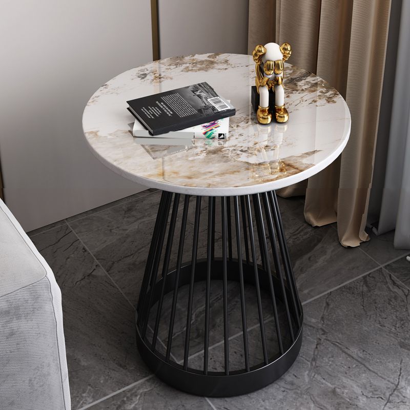 Modern Frame Side Table Slate Round Sofa End Table for Living Room
