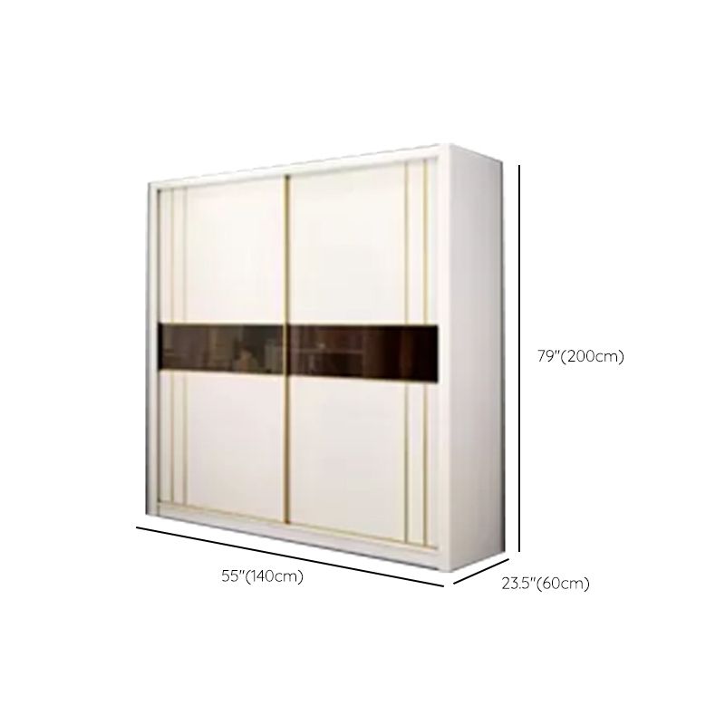 Sliding Wardrobe Armoire White Wardrobe Cabinet with Garment Rod