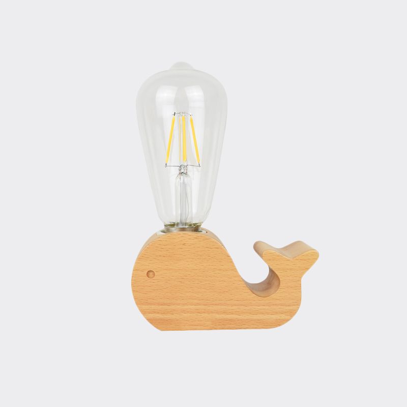 Modern Single Bulb Reading Lamp with Glass Shade Beige Sheep/Elephant/Cow Small Desk Lamp for Bedroom