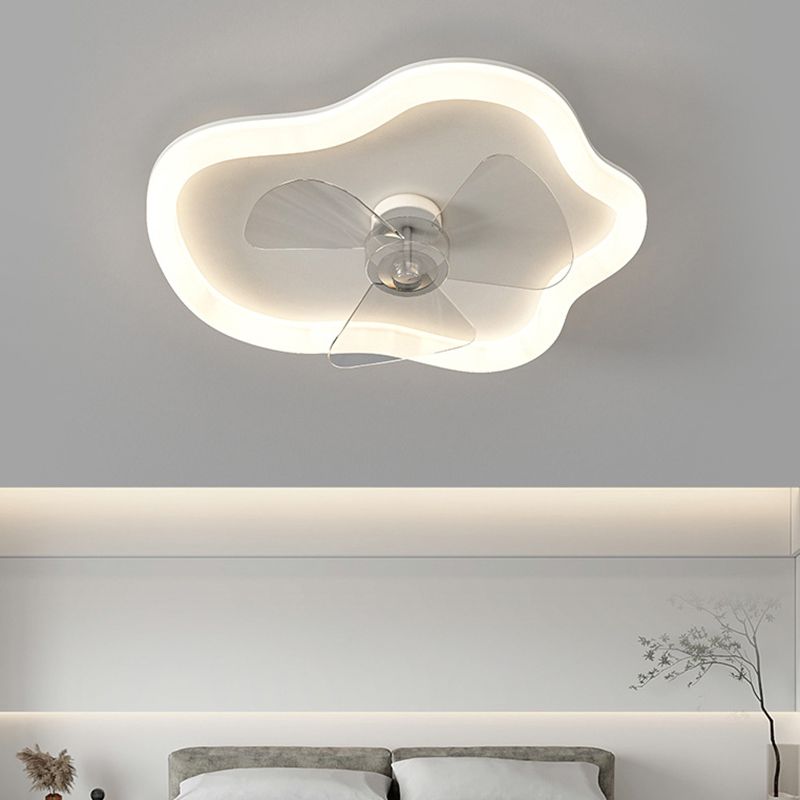 Cloud Shape 1 - Light Fan Mounted Fixture White Iron and Acrylic Ceiling Fan
