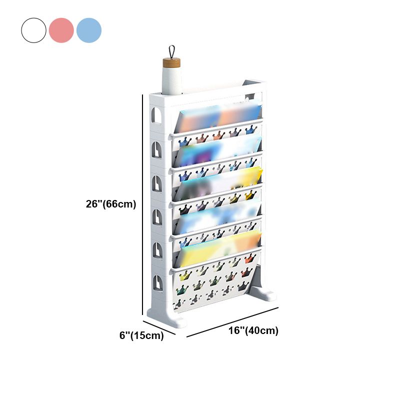 6-Shelf Plastic Ladder Bookcase Contemporary Closed Back Book Shelf