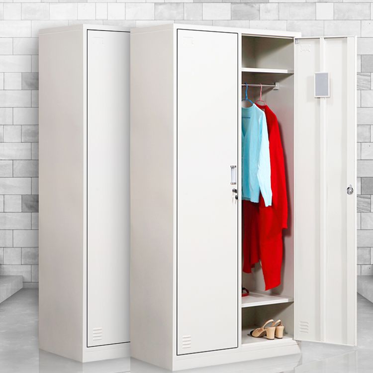Contemporary Style Wardrobe Armoire White Color Steel Wardrobe Closet with Locks