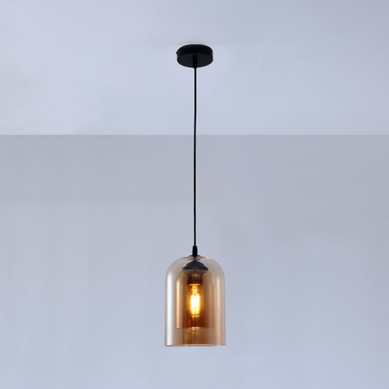 Glazen zwarte hanglamp in moderne creatieve stijl Iron Bell Hanging Lamp voor eetkamer