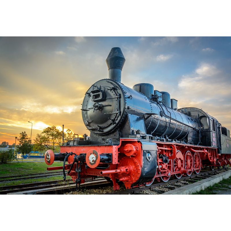 Light Color Train Mural Wallpaper Vehicle Industrial Stain Resistant Wall Covering