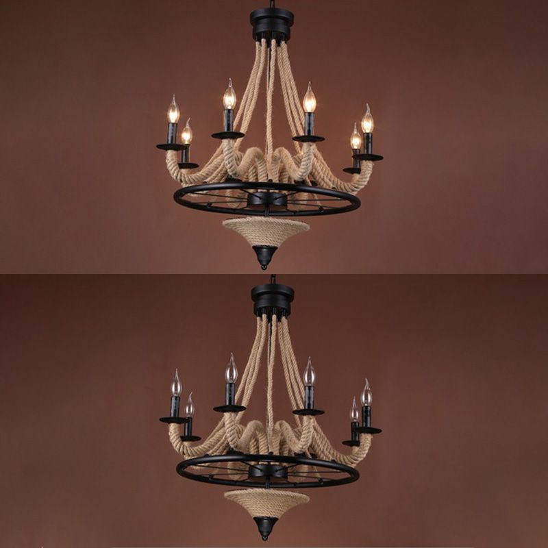 Candle Island Lighting Fixtures Industrial Rope Pendant Lighting for Restaurant