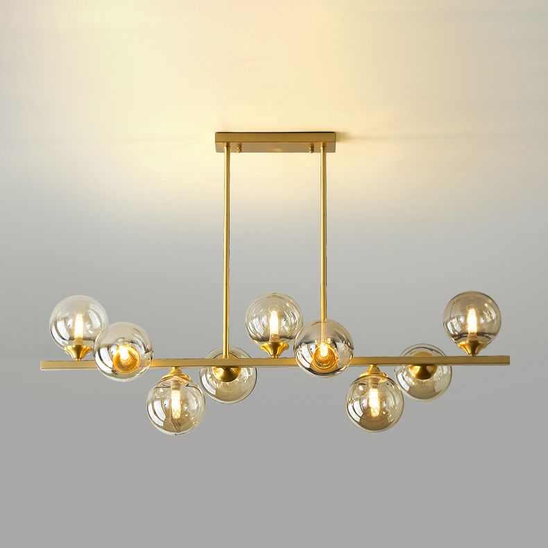 Zeitgenössische Anhänger Lichter Sphere Glass Island Beleuchtungsideen in Gold