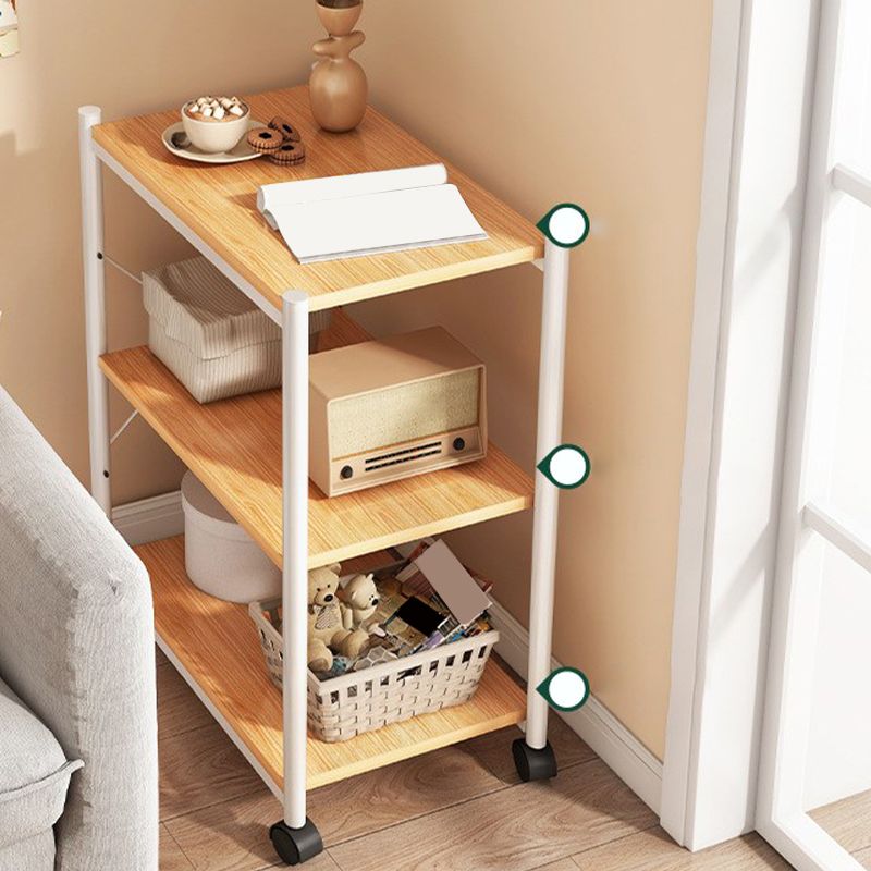 Modern Style Bookshelf Wooden Open Back Bookcase with Caster Wheels for Home