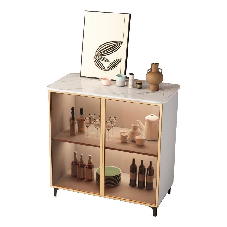 Glam Style Stone Buffet Sideboard 31.5"H Dining Room 2-Door Buffet Server