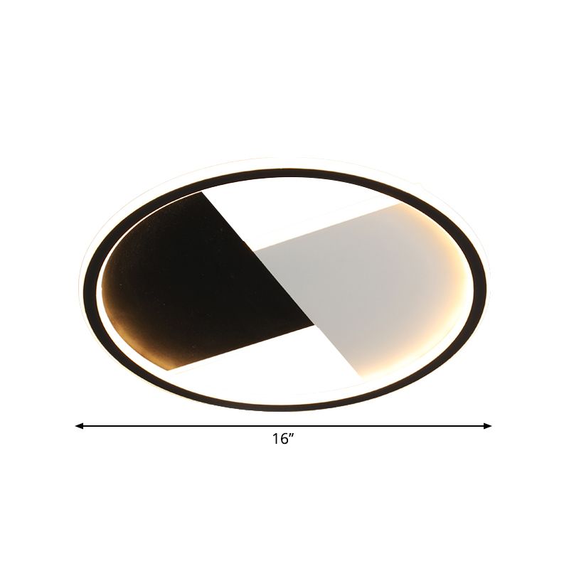 Black and White Circular Ceiling Light Fixture Simplicity LED Metal Flush Mount Lamp