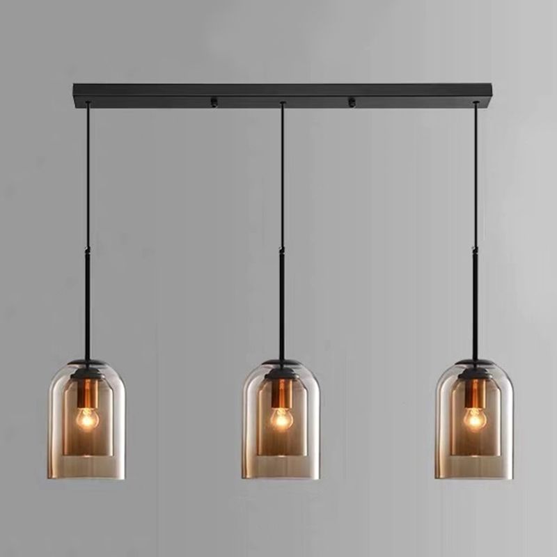 Double Glass Indoor Pendant Light in Modern Creative Style Wrought Iron Hanging Lamp
