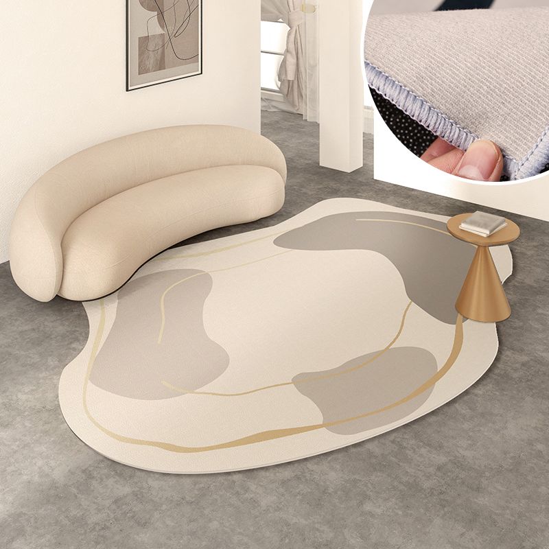 Modern Living Room Rug Color Block Polyester Area Carpet Non-Slip Backing Area Rug