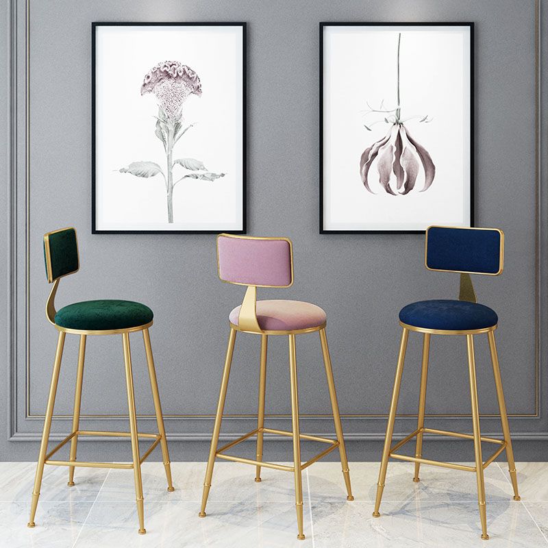 Scandinavian Round Barstools for Home Armless Stools with Metal Base