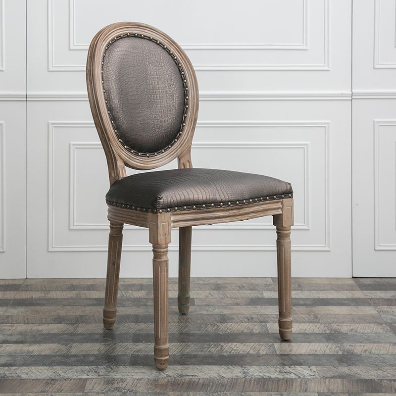 Solid Wood Country Style Dining Room Chair Matte Finish King Louis Back Side Chair