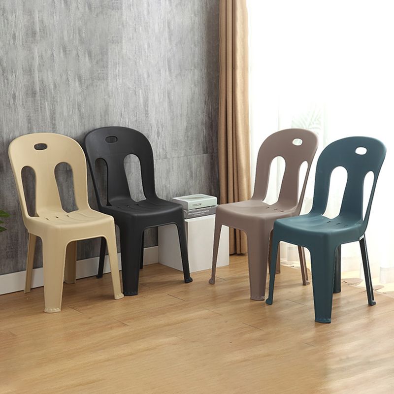 Modern design Plastic armloze eetstoelen stoelen Slat achter zijstoelen voor thuisgebruik