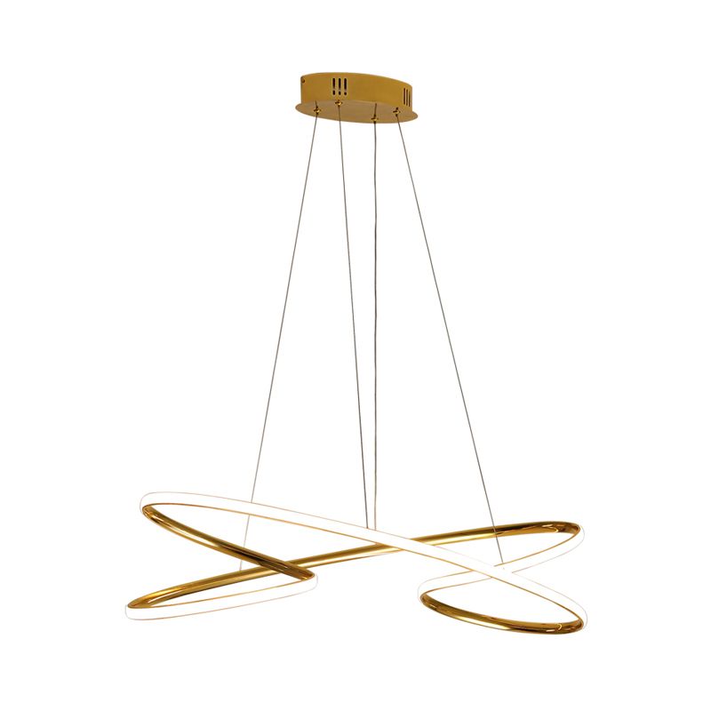 31.5"/39" Wide Twist Acrylic Chandelier Lighting Modernist Led Chrome/Gold Hanging Pendant Light in Warm Light