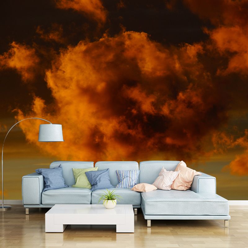 View of Clouds Mural Soft Color Stain Resistant Wall Art for Living Room