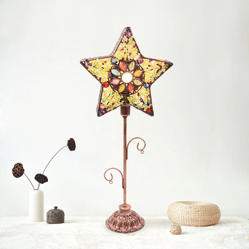 Acrylique Per perlé / étoile / cône Lumière marocaine 1 Éclairage de table de chambre à coucher légers avec dessus ouvert en cuivre