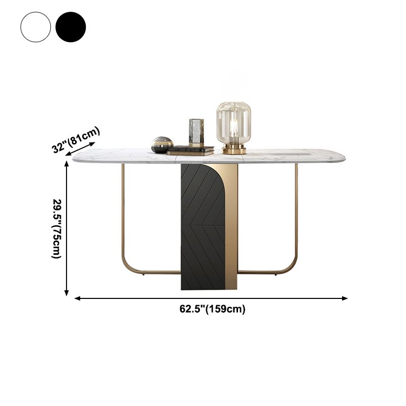 Moderne stijl rechthoek eettafel drop-blad 62 "tafel met metalen basis voor huisgebruik