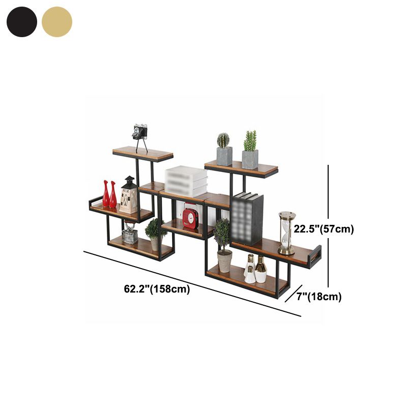 Wall Mounted Bookshelf Solid Wood Industrial Style Bookcase for Home Office