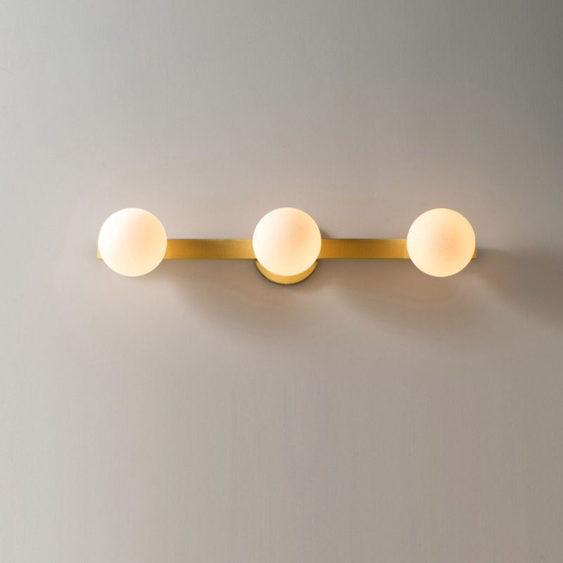 Copper 1-Light Ball Shade Wall Sconce Modern Style Mirror Wall Lighting in Brass