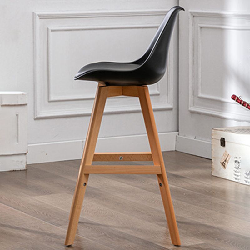 Contemporary Backrest Bar Stool Leather Wood 4 Legs Bar Stool , 1 Piece