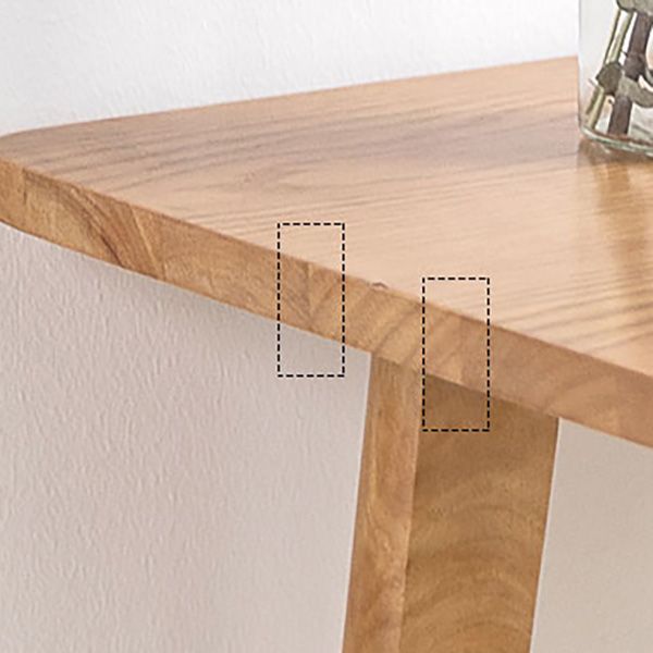 Rectangle Solid Wood Counter Height Table Modern Trestle Base in Brown and Natural