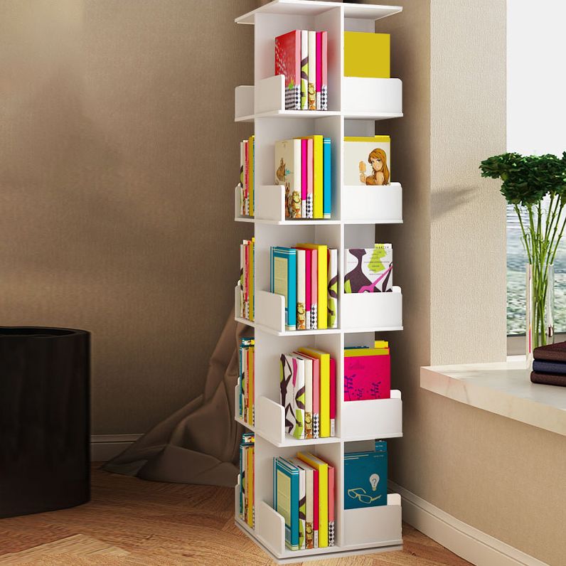 Modern Manufactured Wood Bookcase White Closed Bookshelf for Living Room