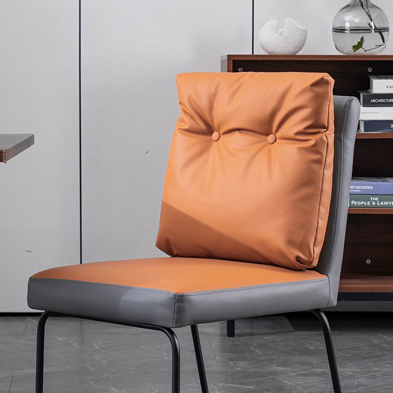 Industrial Kitchen Dining Chairs Faux Leather Side Chair with Black Legs