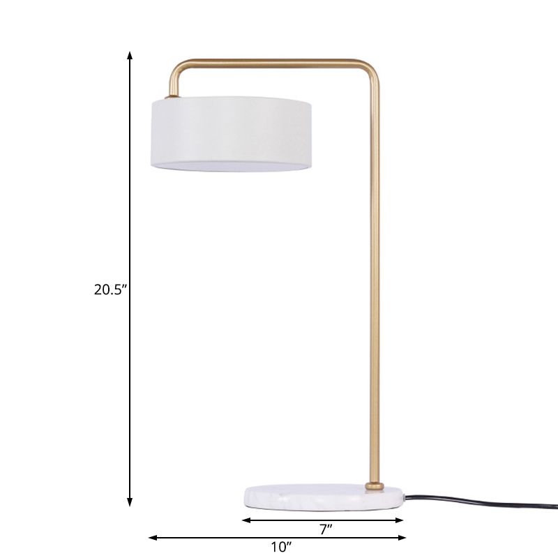 Minimalistische Trommelkap Tafellamp Marmer en Metaal 1-lichts Woonkamertafelverlichting in wit