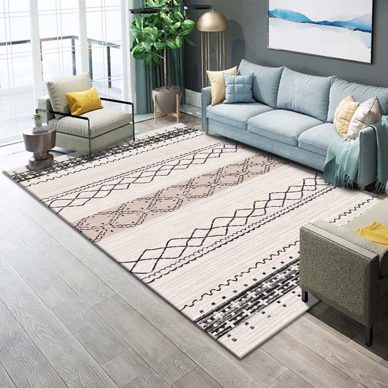 Continuous Pattern Area Rug Carpet Stain Resistant Rug for Living Room