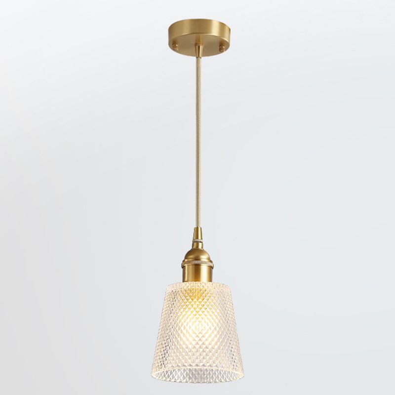 Tapered Pendant Light Fixture Mid-Century Modern Ribbed Glass Hanging Pendant Lights for Bar
