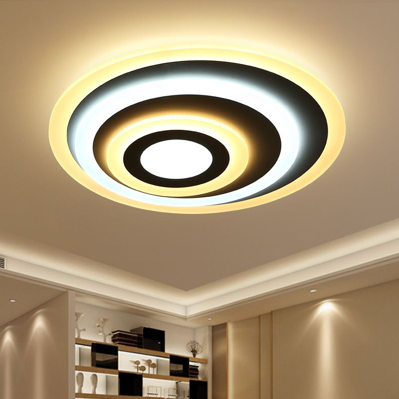 White Concentric Round Flushmount Simple 19.5"/31.5"/39" Wide LED Acrylic Flush Ceiling Light in Warm/White Light