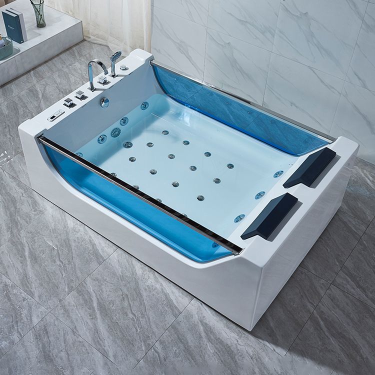 Modern Acrylic Bath Freestanding Soaking White Rectangular Bathtub
