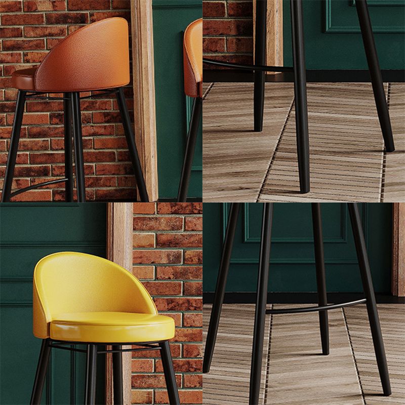 Industrial Backrest Counter Stool Iron Cafe Bar Stool with Leather Cushion and Pedal