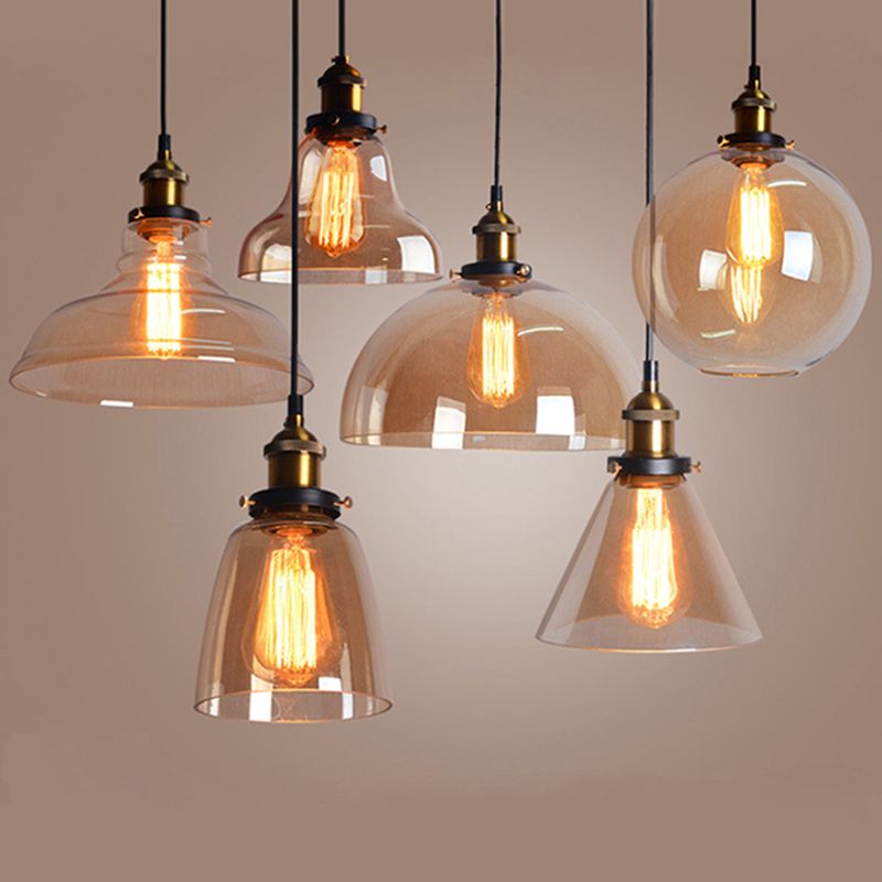 Vintage Industry Style Hanging Light Glass Shade Simplicity Single Bulb Pendant Light for Bedroom Dining Room