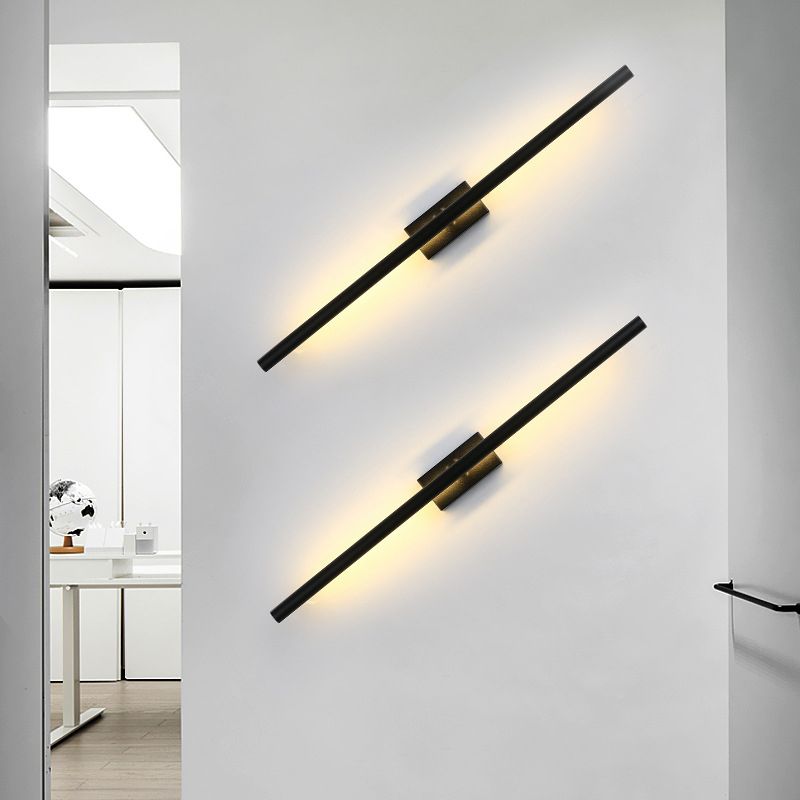 Contemporary Black/Golden Bathroom Vanity Light Metal LED Bath Bar