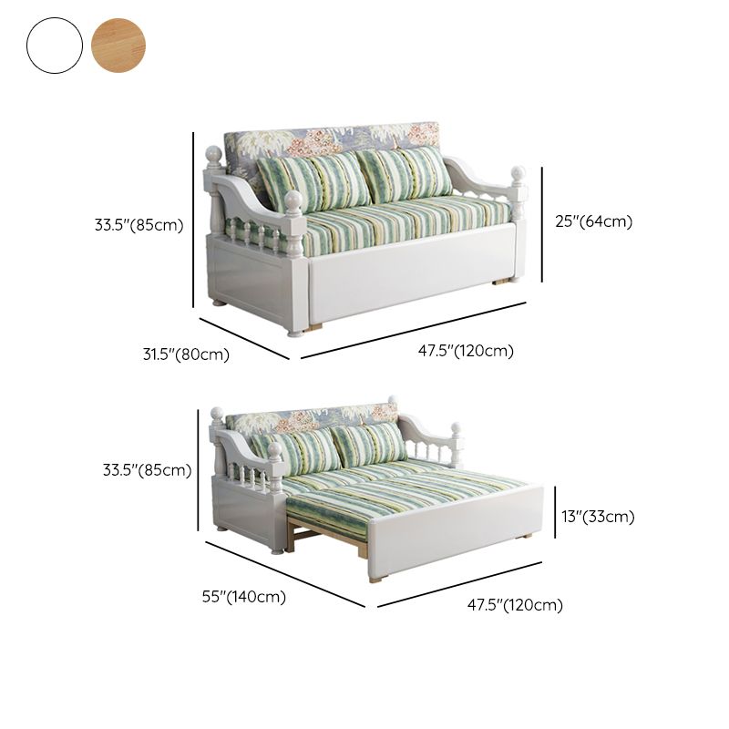 Contemporary Foldable Sleeper Sofa Green Linen Sofa Bed with Upholstered