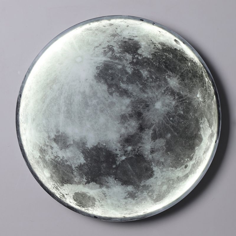 Round Shape Metal Wall Lighting Idea Kids Style 1 Light Wall Light Fixture in Black