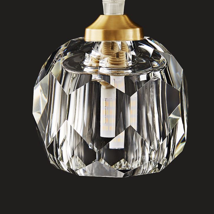 Crystal Geometric Pendant Lighting Fixture Modern LED Gold Suspension Pendant Light