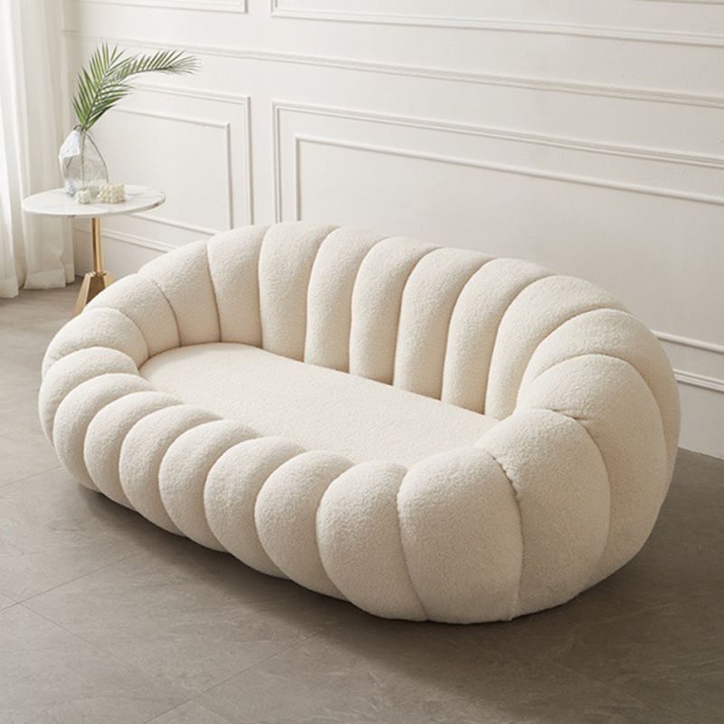 2 Seater 27.5"H Microfiber / Lamb Fleece Sloped Arm Sofa for Living Room