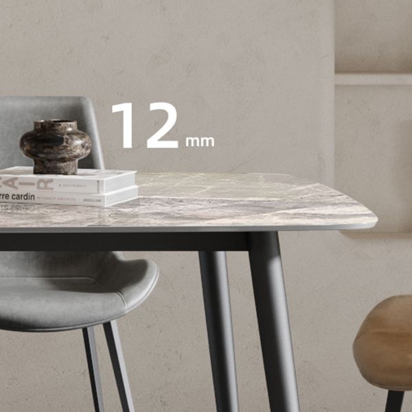 Mesa de comedor estándar de forma rectángulo industrial Mesa de comedor gris sinterizada para cocina