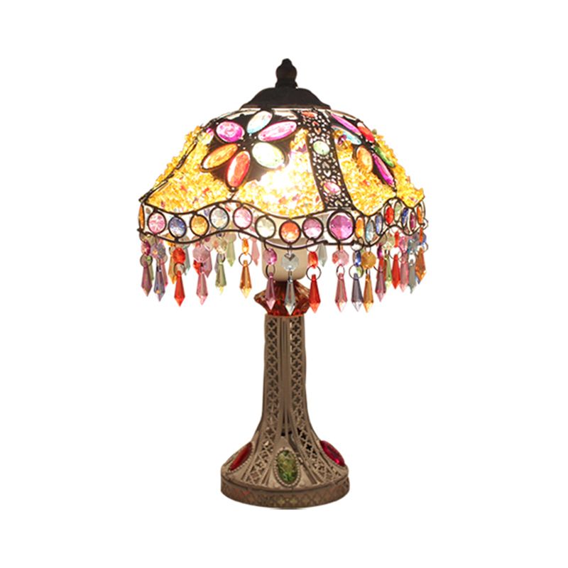 Bohemian mit einer Gekibeled -Tischbeleuchtung 1 Glühbirnen -Metall -Nachttisch Licht in Weiß/Rot/Gelb für Wohnzimmer