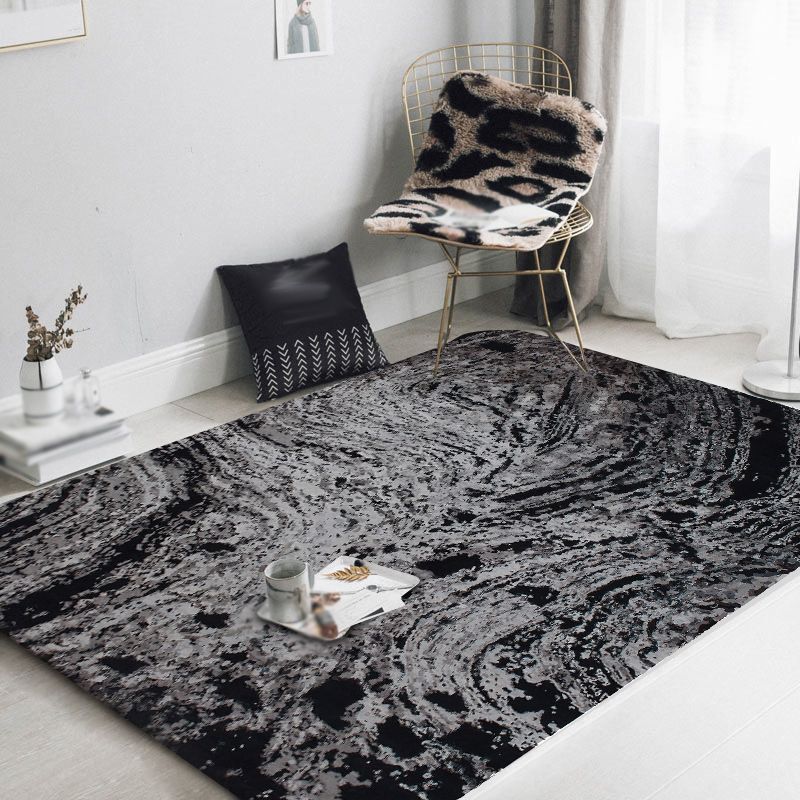 Modern Living Room Rug in Black Abstract Painting Print Rug Polyester Pet Friendly Area Rug