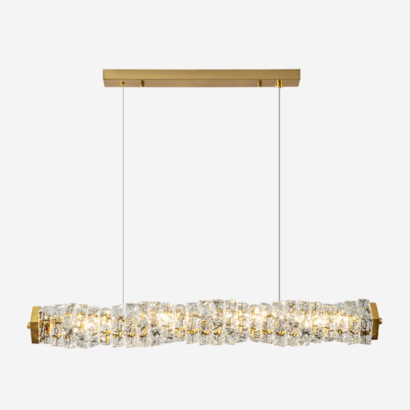 Single Modernism Golden Ceiling Light Crystal Kitchen Island Lighting