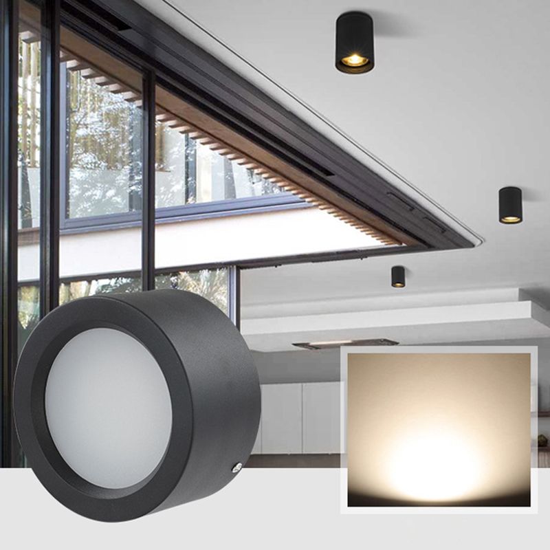 Plafonnier LED de forme cylindrique en fer moderne, 1 lumière, montage encastré pour couloir d'allée