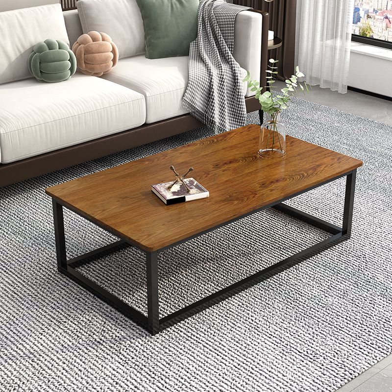 Wood Frame Coffee Table Modern Rectangle Cocktail Table in Natural
