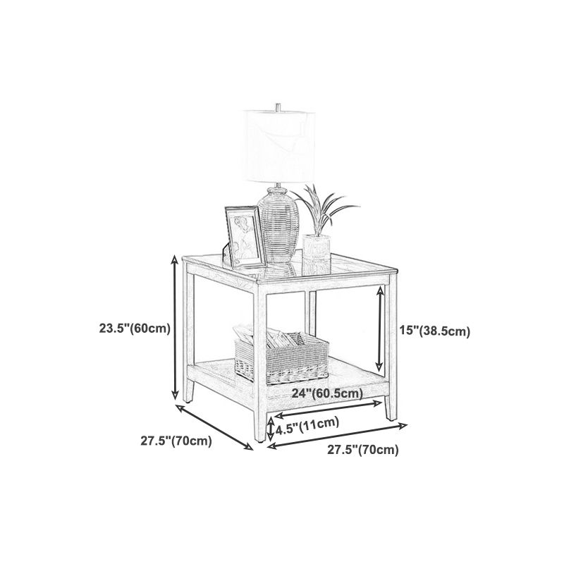 Farmhouse Living Room 4-Leg End Table One-Shelf Wooden Sofa End Table