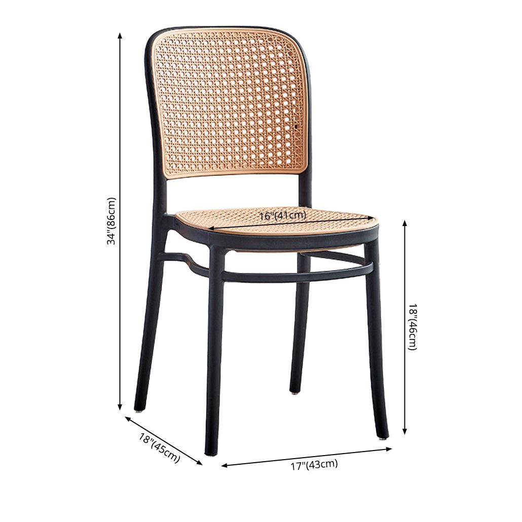 Tropical Style Wicker Dining Chairs Open Back Dining Side Chair for Kitchen